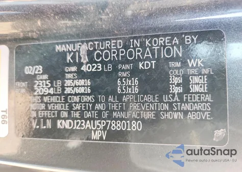 2023 Kia Soul Lx из США, поврежденный, VIN KNDJ23AU5P7880180